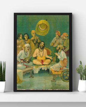 Shivaji Ramdas Bhet by M. V. Dhurandhar Ravi Verma Press | A3 Framed Poster