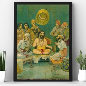 Shivaji Ramdas Bhet by M. V. Dhurandhar Ravi Verma Press | A3 Framed Poster