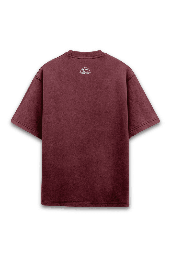 Acid Washed oversized Tee – Maroon-शोणः