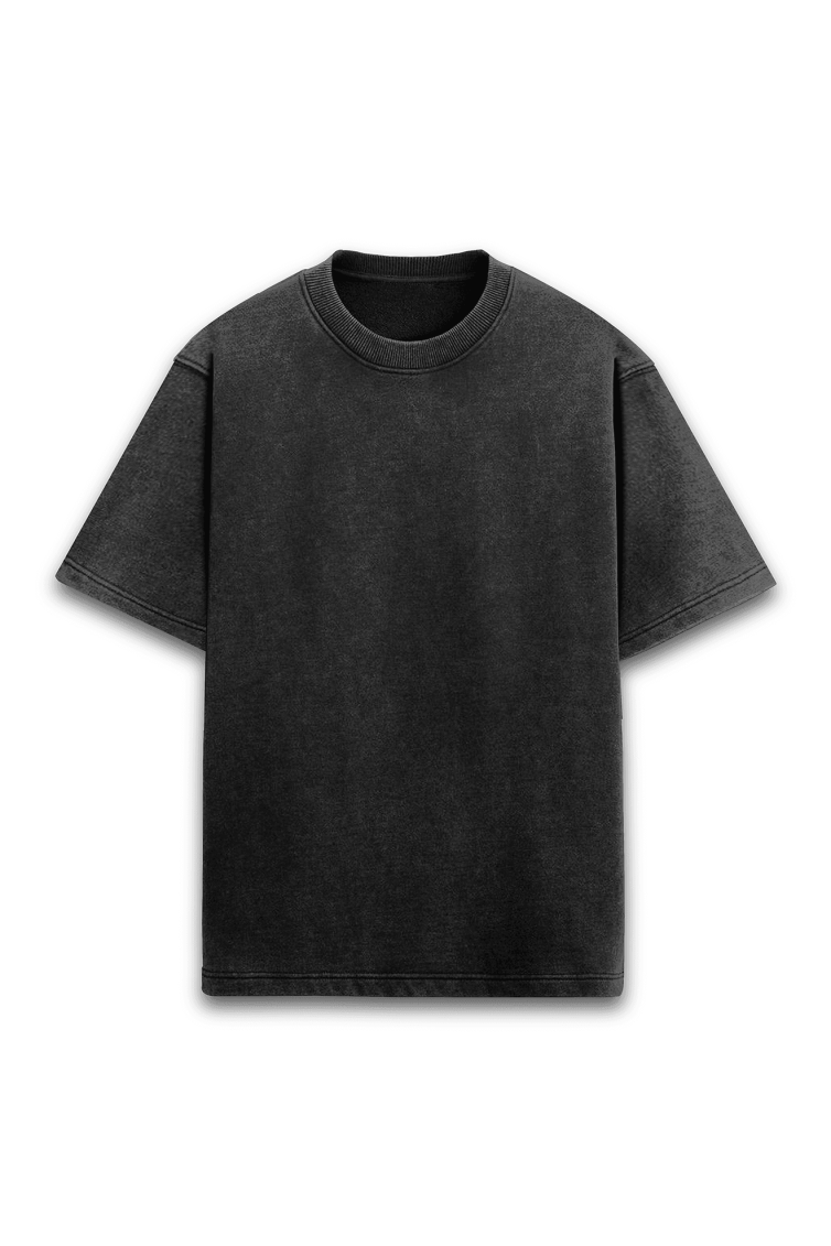 Acid Washed Oversized T shirts – Black-कृष्णः