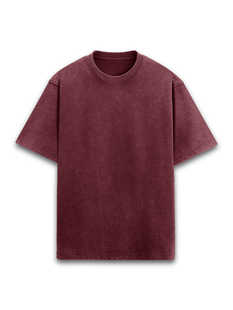 Acid Washed oversized Tee – Maroon-शोणः