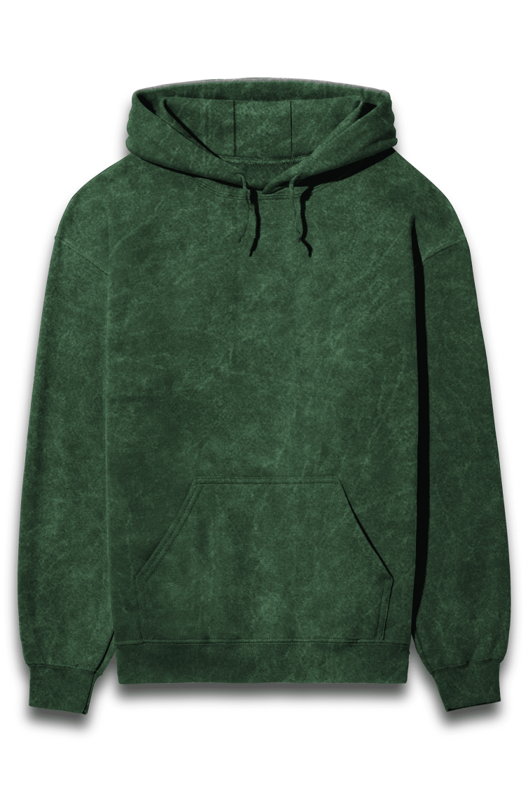 Acid Washed Bottle Green Hooded Sweatshirt