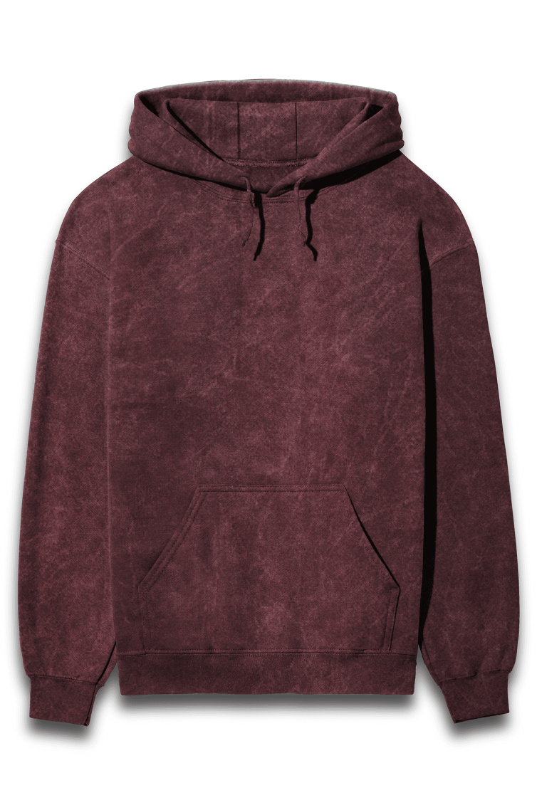 Acid Washed Maroon Hooded Sweatshirt