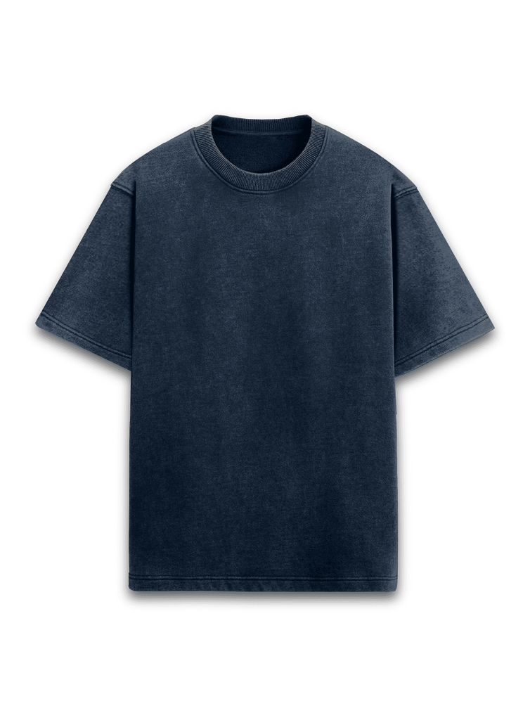 Acid Washed Oversized T shirts – Navy Blue-नौसेना नीलः