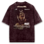 Shiv Mahadev adiyogi Maroon Shiv t shirt pocket print acid washed oversized t shirt
