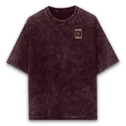 Shiv Mahadev adiyogi Maroon Shiv t shirt pocket print acid washed oversized t shirt