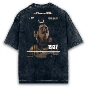 Shiv Mahadev adiyogi navy blue Shiv t shirt pocket print acid washed cotton oversized t shirt