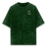 Shiv Mahadev adiyogi Bottle green Shiv t shirt pocket print acid washed oversized t shirt