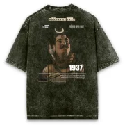 Shiv Mahadev adiyogi olive green Shiv t shirt pocket print acid washed cotton oversized t shirt