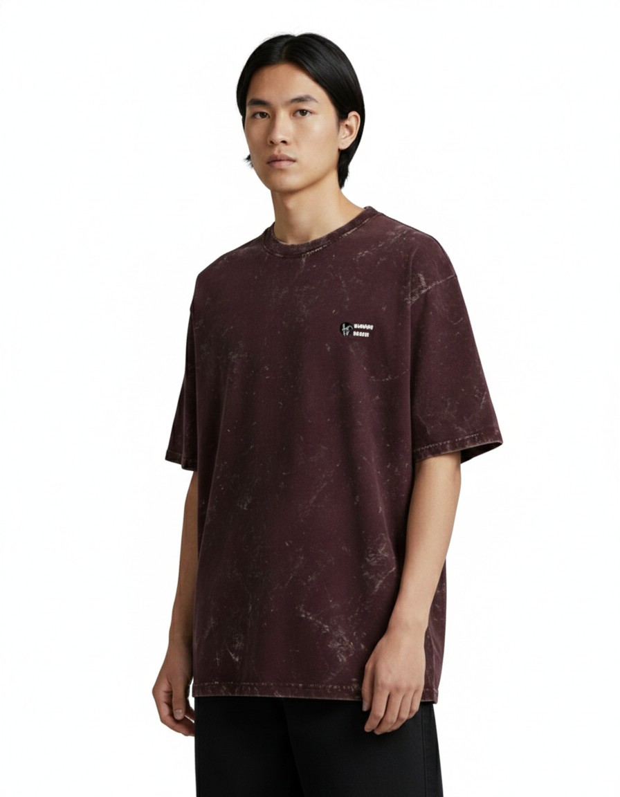 acid wash t shirt maroon white bg